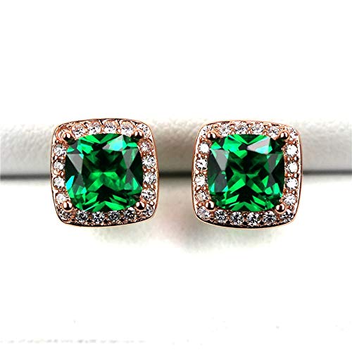 Boucles d'oreilles carrées vert émeraude anti-allergie en argent sterling