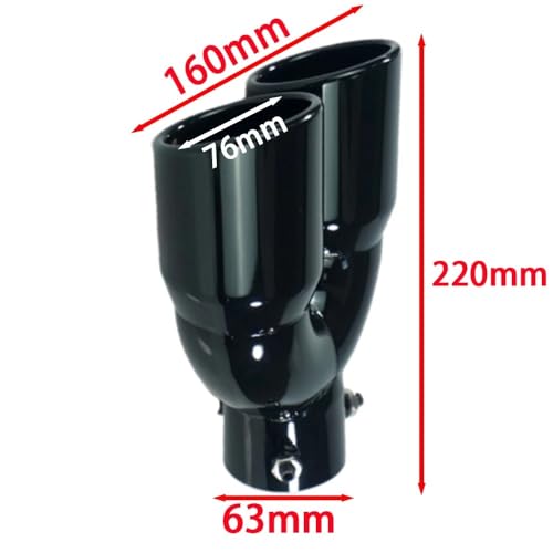 Punta de cola de escape atornillable con doble salida de acero inoxidable brillante 5