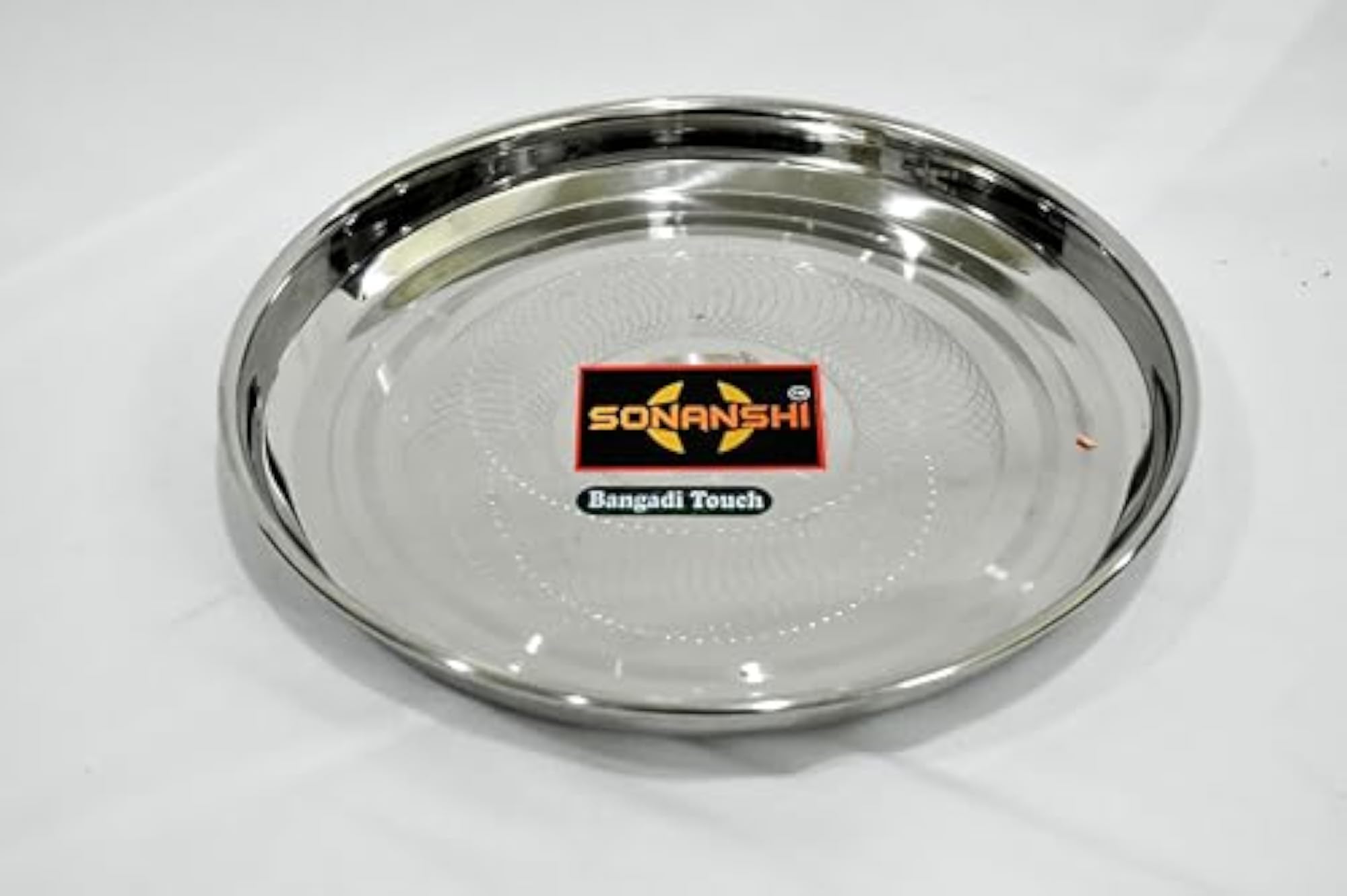 Stainless Steel Bangi Touch Dinner Plate, Mirror Finish