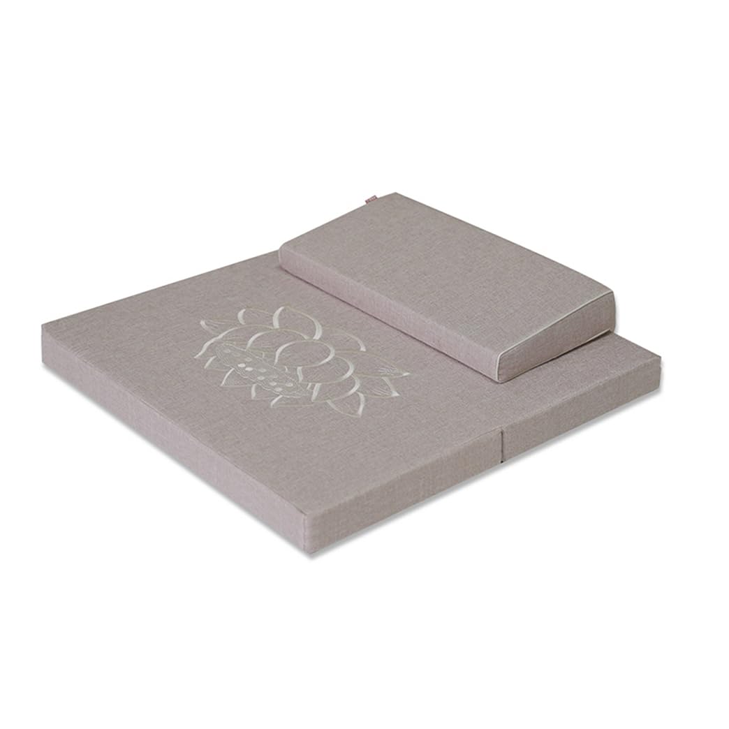 Cojín de meditación plegable portátil de alta calidad, funda de lino y algodón lavable, cierre de cremallera, almohada de asiento para yoga, 70 cm, tapete de meditación gris para mayor comodidad y