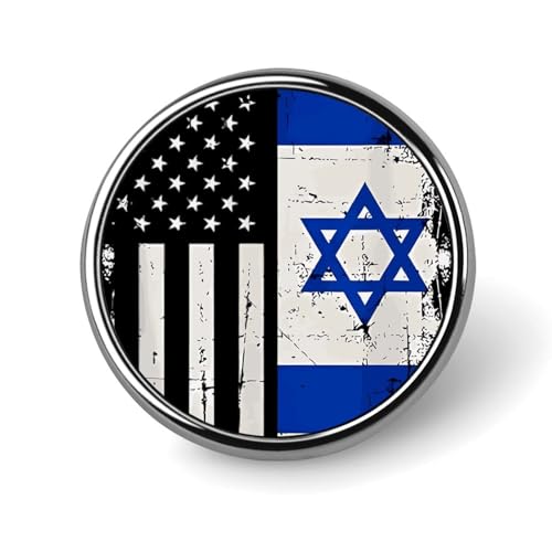 U.S. Friendship Israel Flag Round Lapel Pin Button Brooch Tie Tack Badge Elegant Hat Clothing Jewelry Accessories, Circular, style
