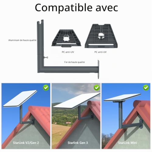 Fixation Starlink V3 V2 Mini robuste en acier avec orientation ajustable de précision