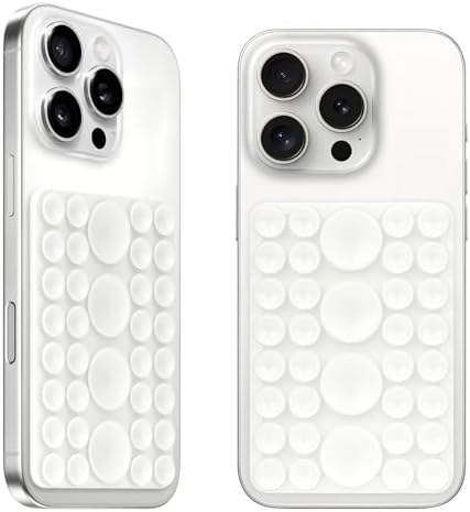 2Pack MAX Silicone Suction Phone Case Mount, Upgraded Suction Cup with Strong Suction Power, Hands-Free Phone Accessories Holder, Silicon Adhesive Phone Stand Sticky for Cell Phone White