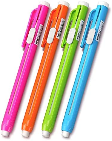 Retractable Mechanical Eraser Pen, Pen-Style Erasers Assorted Color, 4 Pack