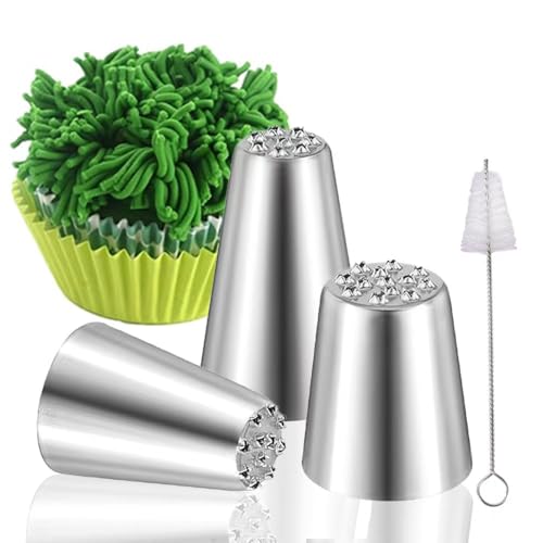 3PCS Grass Piping Tips Set for Grass Hair Fur Outdoor Themed Cakes Cupcake