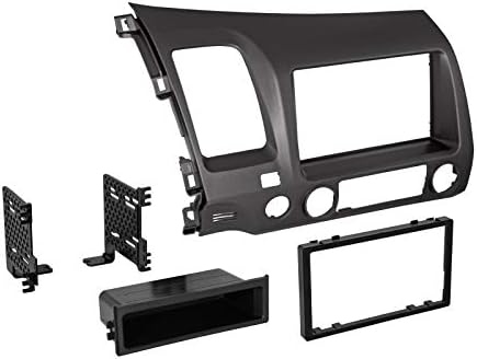 Double or Single Din Installation Car Stereo Dash Kit for Aftermarket Radio Metallic Dark Gray