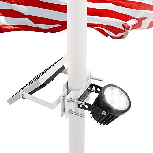 APONUO Solar Flagpole Light,Flag Pole Light Solar Powered Bracket Design Fits 1.4-3' Flag Pole 2 Brightness Dusk to Dawn IP65 Waterproof Brightest for Flag Pole Outdoor Landscape Flag Patio(White)