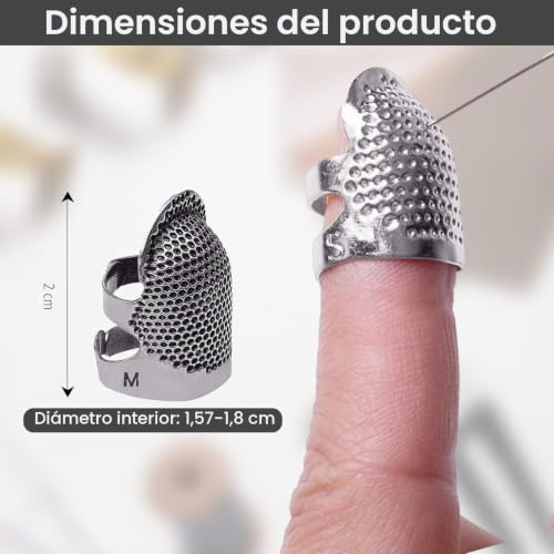 Miniatura 3 de 1 Dedal De Metal Ajustable Para Costura, Protector De Dedal, Anillo Superior Abierto, Protector De Dedo Para Bordar, Herramienta De Costura A Mano Plata, M