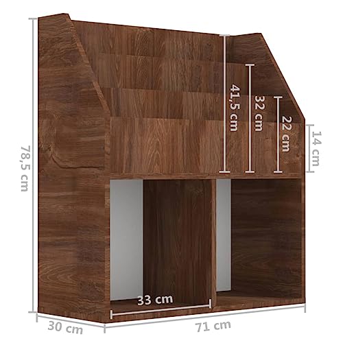 vidaXL Revistero niños Madera contrachapada marrón Roble 71x30x78,5 cm - imagen 7