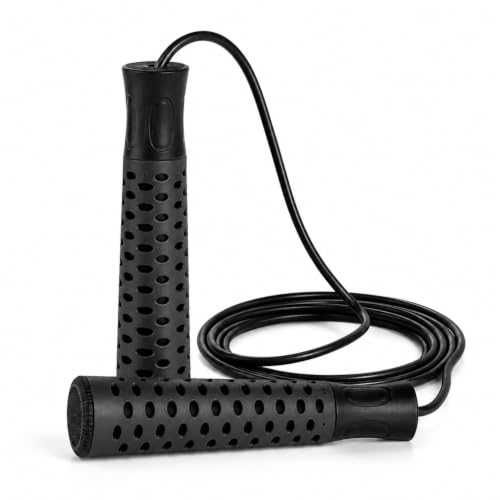 Image of Skipping Rope with Ball Bearing for Men, Women & Kids | 300 cm Jump Rope with Smooth Rotation & Comfortable Grip | 270 cm Effective Rope Length | Fitness, Cardio, Exercise & Workout Rope- Black (Black)