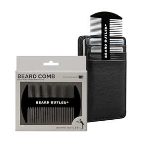 Beard Butler® ‘The Original’ Metal Wallet Comb – Slim Credit Card Beard & Mustache Comb for Men – Portable Stainless Steel – Fits in Wallet or Pocket – Perfect Beard Gift – Black
