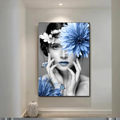 Peinture sur toile fleur bleue pour habiller un mur vide sans encombrer l'espace