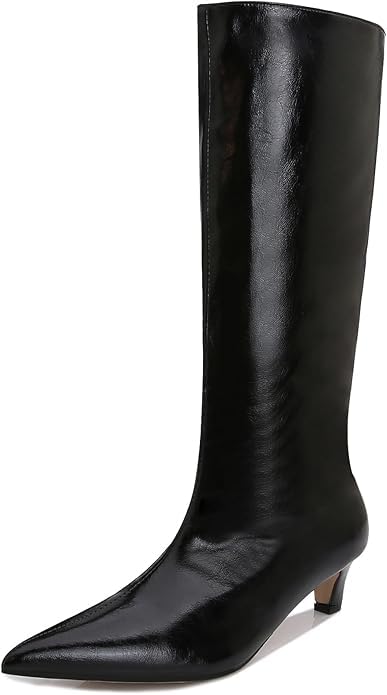 Beauty Cry Womens Black Knee High Boots Pointed Toe Kitten Low Heel Tall Boots