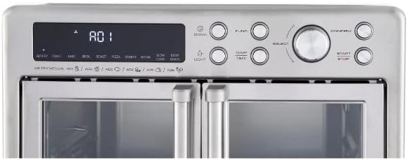 Close-up of the control panel of the toaster oven.