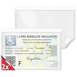 AVIDA ZEN Support Carte Handicapé Pare Brise - Support Carte VTC - Porte Carte Handicapé Pare Brise – Carte Mobilité Inclusion - Pochettes Adhésives Transparentes (Lot de 2)