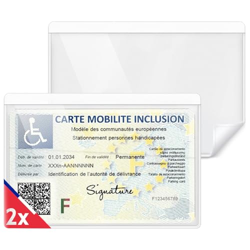 AVIDA ZEN Support Carte Handicapé Pare Brise - Support Carte VTC - Porte Carte Handicapé Pare Brise – Carte Mobilité Inclusion - Pochettes Adhésives...