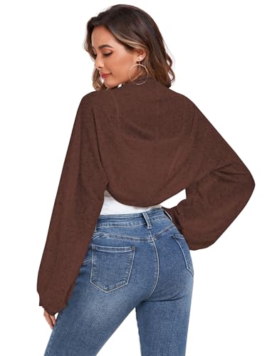Image of ZAFUL Women's Sheer Shrug Y2K Long Sleeve Cardigans 2026 Irregular Tie Front Bolera