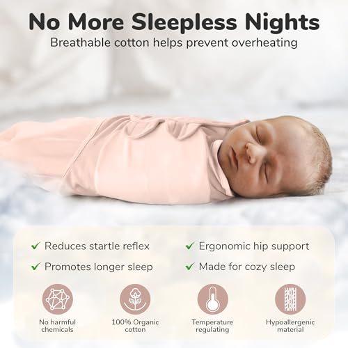 Image of Mama Cheetah 100% Organic Cotton Baby Swaddle Blanket with Zipper 3-Pack, Newborn Sack, Baby Swaddles Sleep Sack 0-3 Months, Baby Swaddle Wrap for Baby Girl