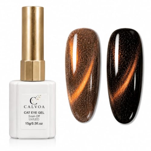 Image of Cat Eye Gel Polish with Dual Magnet 15ML Holographic Glitter Magnetic Soak-Off UV /LED Gel Polish for Salon & DIY Nail Art (MOLTEN BRONZE)