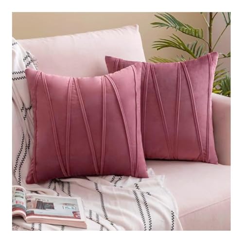 Image of Decorative Striped Throw Pillow Covers 12 X 12 Inch,Soft Solid Velvet Pillow Covers Cushion Case with Zigzag Pattern for Sofa Bedroom 30 X 30 Cm (Pack of 5) Blush