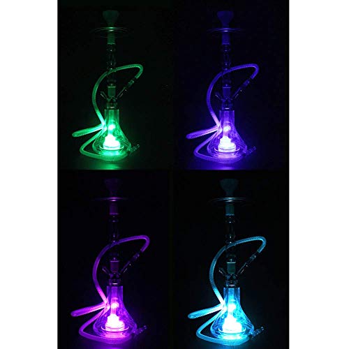 BGSFF Shisha-Set mit Licht, 1 Schlauch, großem Acryl-Shisha-Zubehör mit Holzkohlezange, Keramik-Rauchschale – Bild 4