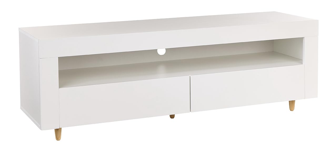 MMT Funiture Designs White Tv Stand Cabinet 140Cm On Legs For 55"65" Tv'sTv Unit With Lights from B&Q