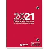 Grafoplás 9117800. Taco Calendario de Sobremesa 2021, 8'3x11cm, Papel 70 Gramos, Certificado FSC, Vista Día Página, Con Calendario Contribuyente