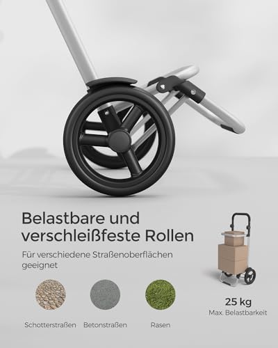 SONGMICS Einkaufstrolley, Trolley, Einkaufswagen mit Kühlfach, groß, 35 Liter, klappbar, Einkaufstasche mit Rollen, Tasche abnehmbar, schwarz KST03BK
