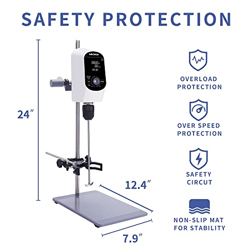 Lachoi Electric Overhead Stirrer Mixer 100-2000Rpm Timing Max.40L(H₂O) Lcd Display Digital Overhead Stirrer Mixer 20000Mpas Powerful Lab Stirrers Mixer With Stirring Rod And Stand(Max.40L H₂O) #TOP2