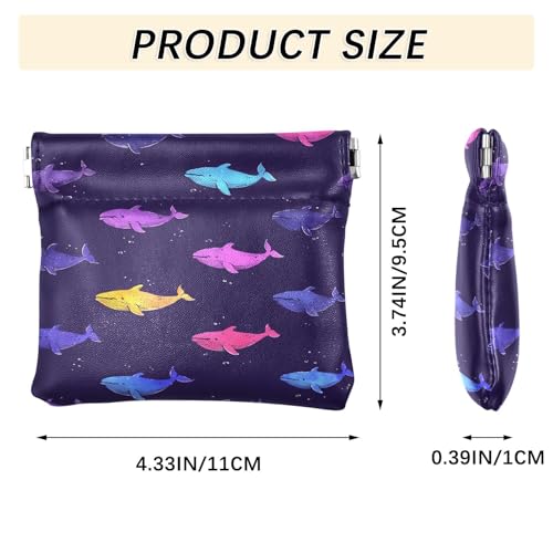 Coin Purse for Women Colorful Whales Coin Pouch Change Holder PU Leather Mini Wallet Portable Coin Bag Money Pocket3