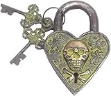 Brass Door Padlock Fully Functional Handmade Antique Design with Keys Unique Collectible Locks Combination of Style & Security (Man-Skull-ant)