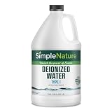 SimpleNature Type I Deionized Water (1 Gallon) - Ultra Pure Lab Grade Water – 18.2 MΩ Resistivity – for Laboratory, Humidifier, Steam Iron, Automotive and Precision Cleaning Use