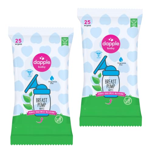 Image of Dapple Breast Pump Wipes, Powered by Plants, Hypoallergenic, Removes Milk Residue, Fragrance Free, Convenient Wipes Pouch, 25 Count (2 Pack)