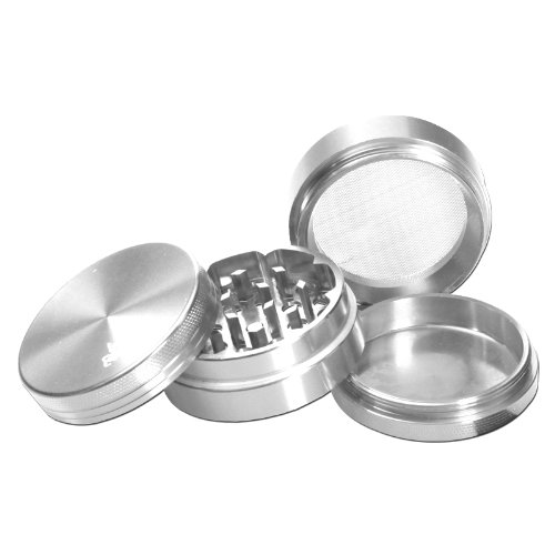 Black LeafAluminium Grinder 40 mm 4 Silver Magnetic Closure Incl. Tin Grinder