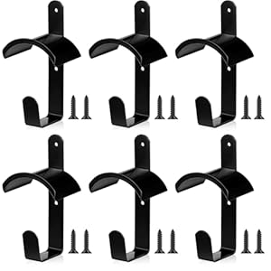 Hicarer Horse Bridle Rack Black Bridle Holder with Hook and Screws Wall Mount Bridle Hooks Metal Bridle Bracket for Horse Barn Tack Room Stall Storage Horse Race Derby Day Supplies (6)