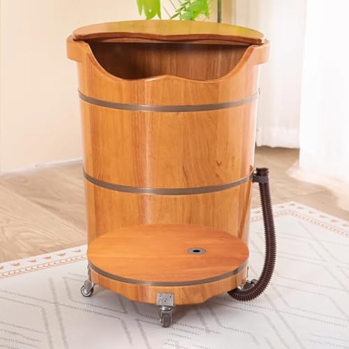 Bañera de pie de madera para adultos con ruedas