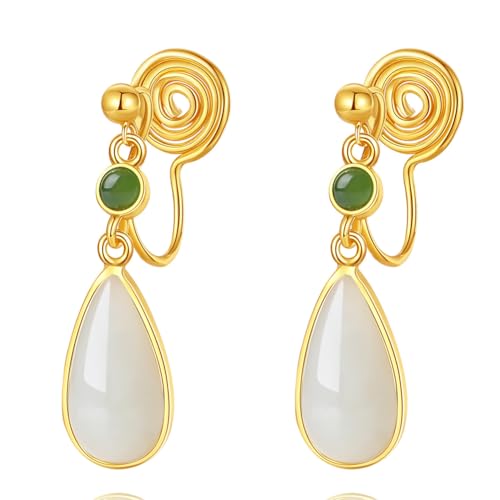 DAZZARRY イヤリング 和田白玉 レディース 人気 ホータンはくぎょく 碧玉 ピアス 揺れる しずく ピアス 金属アレルギー対応 シルバー925 パワーストーン 天然石ピアス 母の日 健康 長寿 お守り【魔除け】のサムネイル