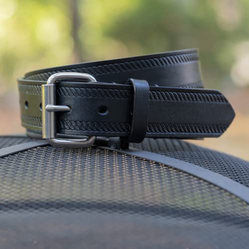 Black Rope Belt - USA Made Top Grain Leather with Certified Nickel Safe Stainless Steel Buckle3