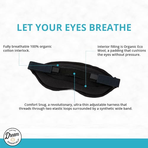 Dream Essentials ® Natura Organic Cotton Sleep Mask (Midnight Black) Made In The Usa thumb #4