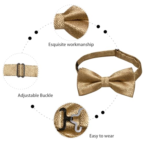 Image of Dubulle Mens Paisley Striped Bowtie Set Pre-tied Bowtie for Men and Pocket Square Set Wedding Business