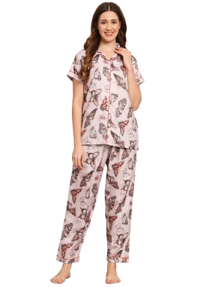 Women’s Printed Pajama Set – 100% Recycled Poly Silk Sleepwear Collection for Comfort & Style-image-28