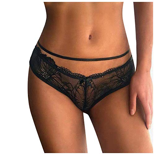 Sport-BH für Damen, Spitzen-Tanga, Höschen, T-Rücken, Dessous, weich, bequem, mit Schleife, sexy Nachtwäsche, schwarze Damen-Nachtwäsche