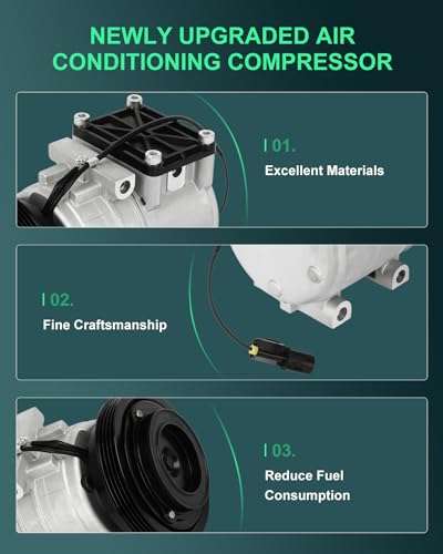 Image of SCITOO AC Compressor fit for Kia Rio 1.5L 2001-2002 | Fast Cooling, Ultra Low Noise (≤72 dB)Air Conditioner Compressor with Clutch, Easy Installation, 0K30A61450C 0K30A61450D