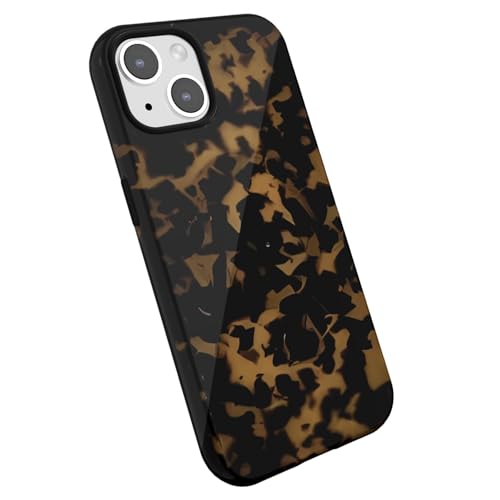 LoeoeL for iPhone 14 Plus 15 Plus Case Tortoise Shell, Retro Amber Print Phone Case for Women Girls, Girly Cute Thin Slim Hard Turtle Shell Plastic Phone Cover, Luxury Aesthetic Trendy Animal Design
