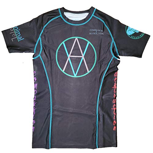 VegAnimal Apparel Vegan Compression Shirt/jiu Jitsu Rash Guard (Medium) Black