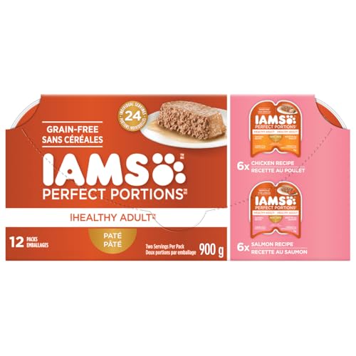 IAMS Perfect PORTIONS Healthy Adult Wet Cat Food Paté - Chicken and Salmon, 12CT Multipack, 75g Tray image 5