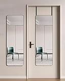 BEVERDY Full Length Mirror, 14'x 48' Over The Door Hanging, Rounded Corner, Wall Mirror, Full Body, Black