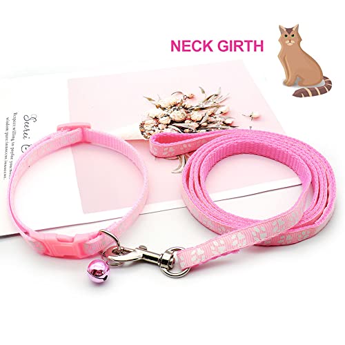 Hundehalsband und Leine Set für Kleine Hunde, Bequem Verstellbar, Welpenhalsband, Rosa