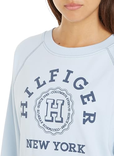 Tommy Hilfiger Damen Sweatshirt Varsity Raglan ohne Kapuze, Blau (Breezy Blue), XL – Ansicht 3