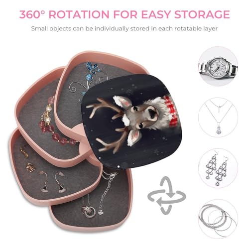 Boîte à bijoux rotative avec imprimé renne pour coiffeuse - 5
